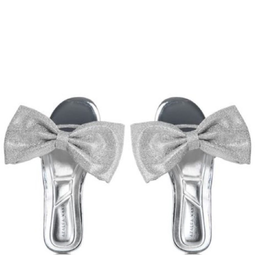 Rhinestone Embellished Bow Slides